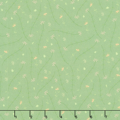 Blooming Tossed Vines - Green Ivy Yardage