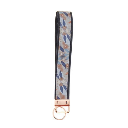 Walk, Don't Run Key Fob Kit - Floral Frost Cork & Navy Pebble Faux Leather