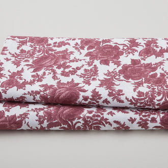Fleur de Fleur - Large Floral on White Cranberry 108" Wide 3 Yard Cut