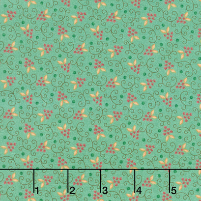 Quiet Grace - Starberries Turquoise Yardage