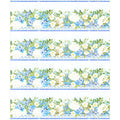 Periwinkle Spring - Floral Border Stripe Periwinkle Digitally Printed Yardage