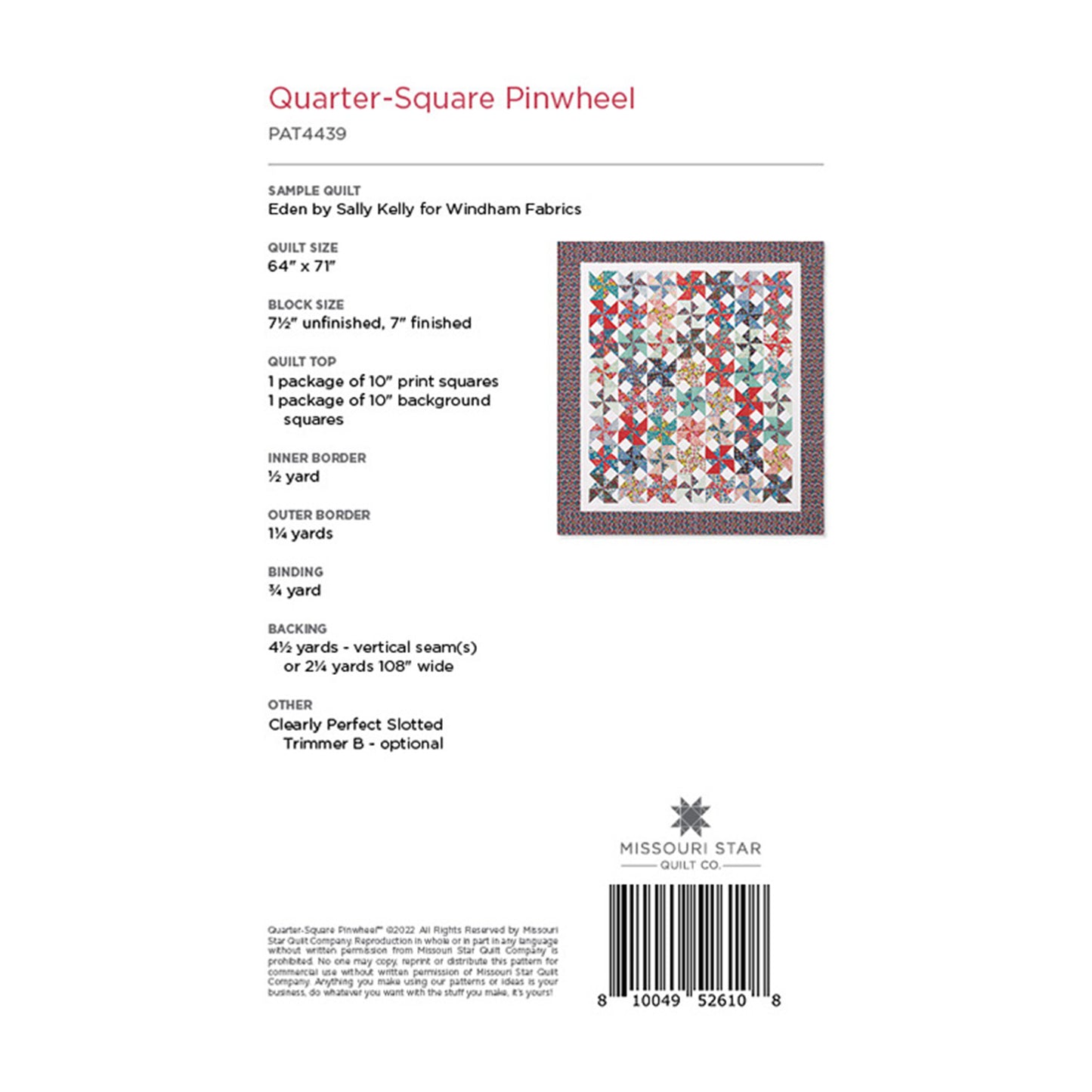 Digital Download - Quarter-Square Pinwheel Quilt Pattern by Missouri Star Alternative View #1