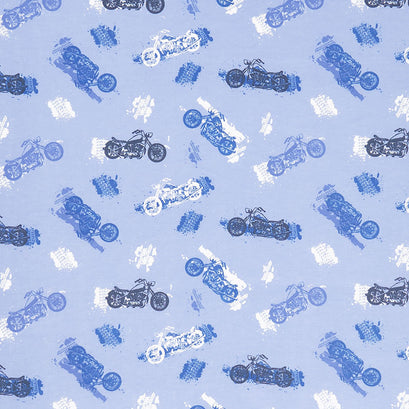 Comfy Flannel® - Monotone Motorcyles Blue Yardage