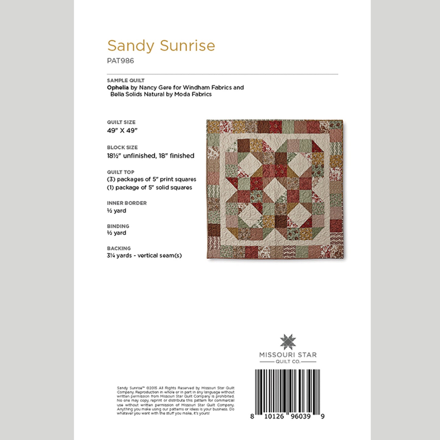 Digital Download - Sandy Sunrise Quilt Pattern by Missouri Star Alternative View #1