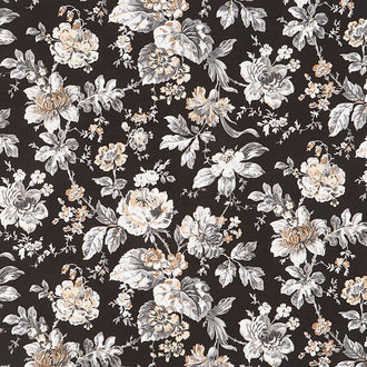 Lockwood Manor - Trailing Flowers Black Yardage