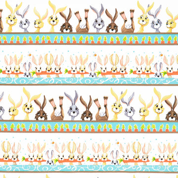 Harold the Hare - Pictorial Stripe White Yardage Primary Image
