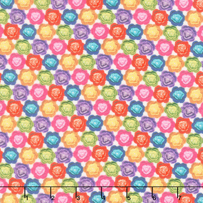 Vintage Soul - Crocheted Rosettes Rainbow Yardage