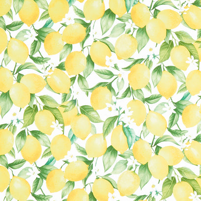 Lemon Bouquet - Lemon Branch With Leaves Lemon Digitally Printed Yardage