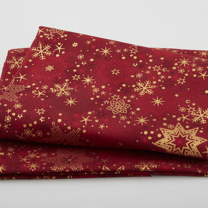 Star Sprinkle - Snowflakes Red 2 Yard Cut