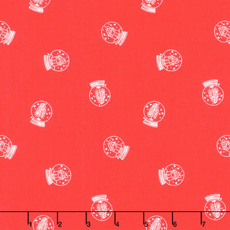 Pixie Noel 2 - Snow Globes Red Yardage