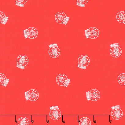Pixie Noel 2 - Snow Globes Red Yardage