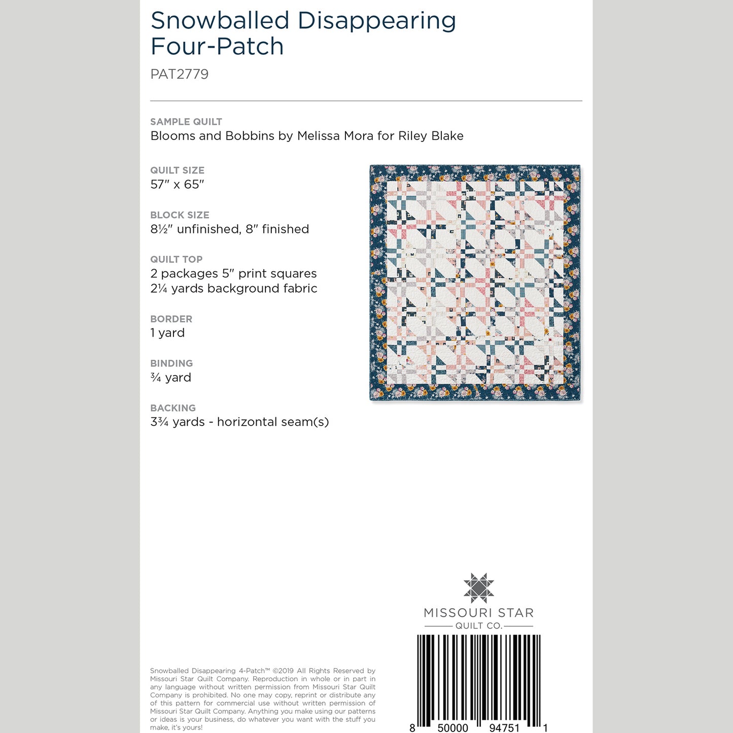 Digital Download - Snowballed Disappearing Four-Patch Quilt Pattern by Missouri Star Alternative View #1