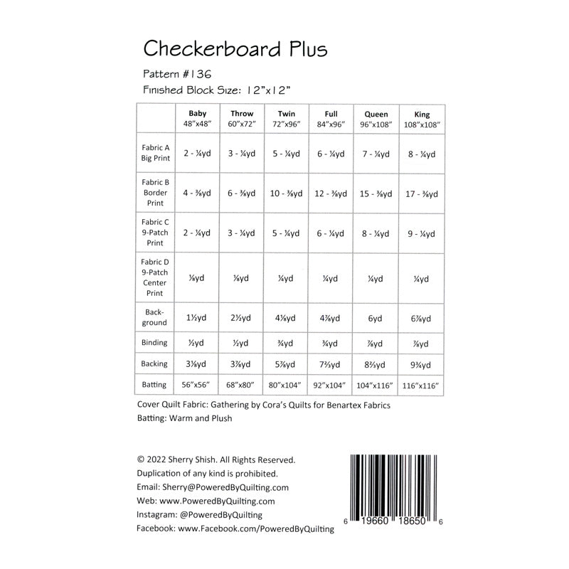Checkerboard Plus Quilt Pattern Alternative View #1