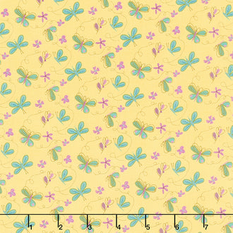 Hello Spring - Butterflies Yellow Yardage
