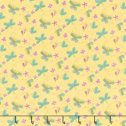 Hello Spring - Butterflies Yellow Yardage