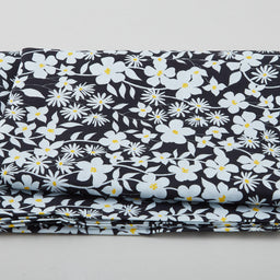 Digital Designs - White Flowers With Yellow Black 2 Yard Cut Primary Image