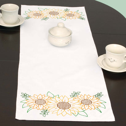 Golden Sunflowers Embroidery Table Runner