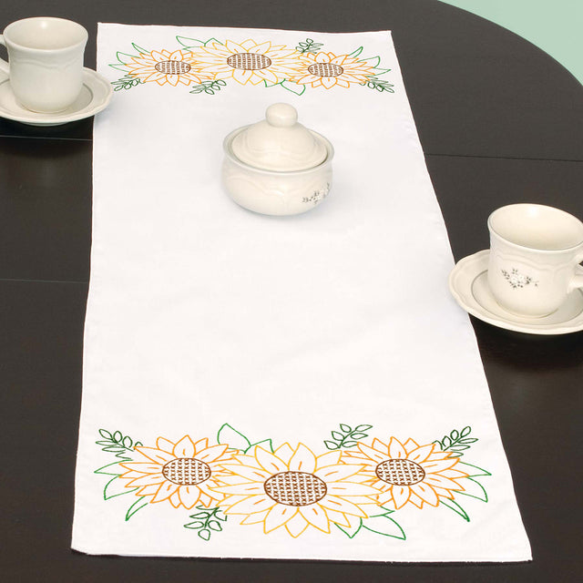 Golden Sunflowers Embroidery Table Runner Primary Image