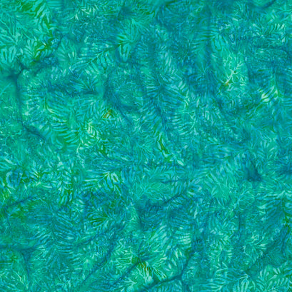 Bold Blooms Batiks - Leaves and Ferns Teal Yardage