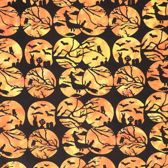 Hocus Pocus Batiks - Circle Witch Black Yardage