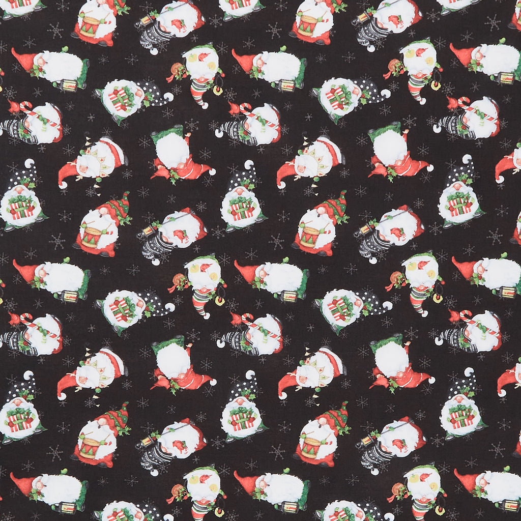 Baby It's Gnomes Out - Gnomes Toss Black Yardage Primary Image