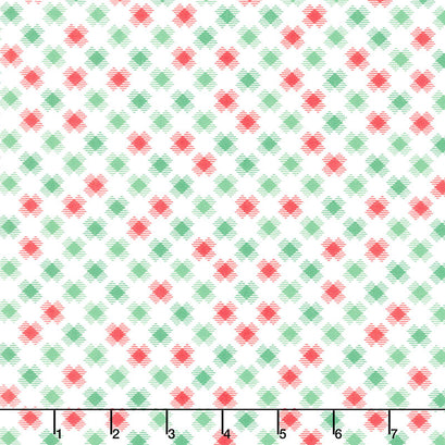 Reindeer Games - Checkered Squares Winter White Yardage