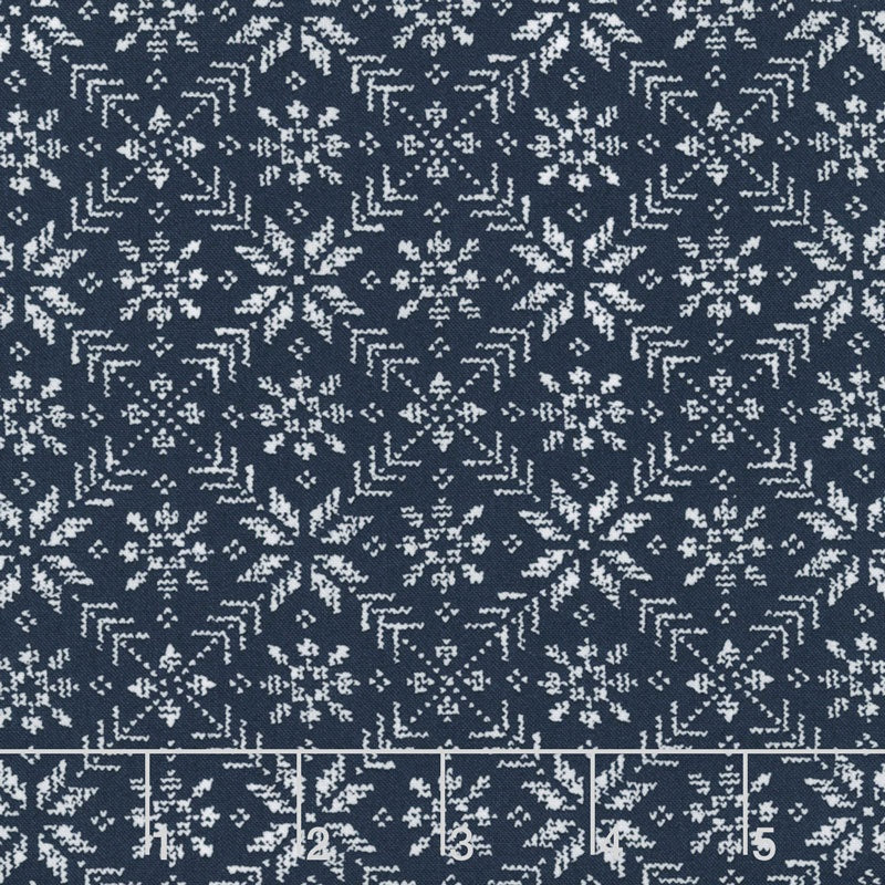 Nordic Stitches - Eight Leaf Rose Marine Yardage Primary Image
