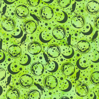 Hocus Pocus Batiks - Raven Moon Green Lemongrass Yardage