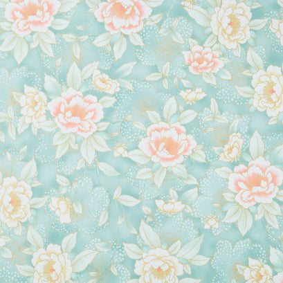 Imperial Collection - Honoka Teal Colorstory Floral Aqua Metallic Yardage