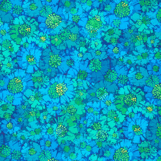 Color Wheel - Daisies Teal Yardage
