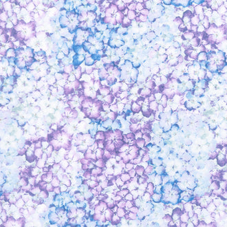 Hydrangea Mist - Packed Hydrangeas Blue Yardage