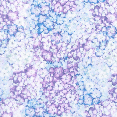 Hydrangea Mist - Packed Hydrangeas Blue Yardage