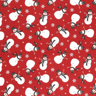 It's Snow Wonder - Tossed Snowmen Red Yardage