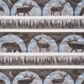 Wild Woods Lodge - Wildlife Repeating Stripe Multi Yardage Primary Image