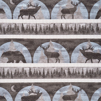 Wild Woods Lodge - Wildlife Repeating Stripe Multi Yardage