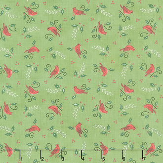 Holly Berry Tree Farm - Cardinals and Holly Holly Green Yardage