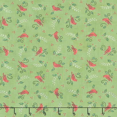 Holly Berry Tree Farm - Cardinals and Holly Holly Green Yardage