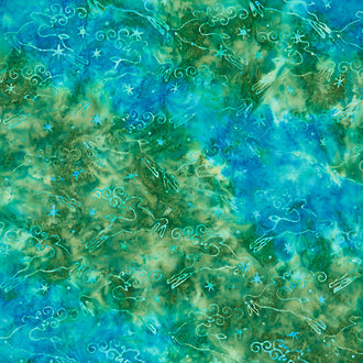 Winter Wonder Batiks - Dash Away All Teal Yardage