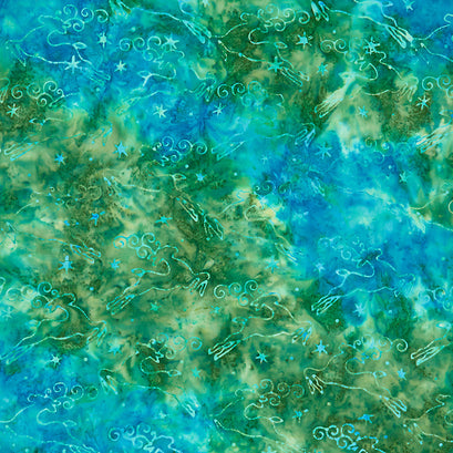 Winter Wonder Batiks - Dash Away All Teal Yardage