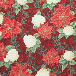 Holiday Flourish - Snow Flower - Gold ColorstoryPoinsettia Cranberry Yardage Primary Image