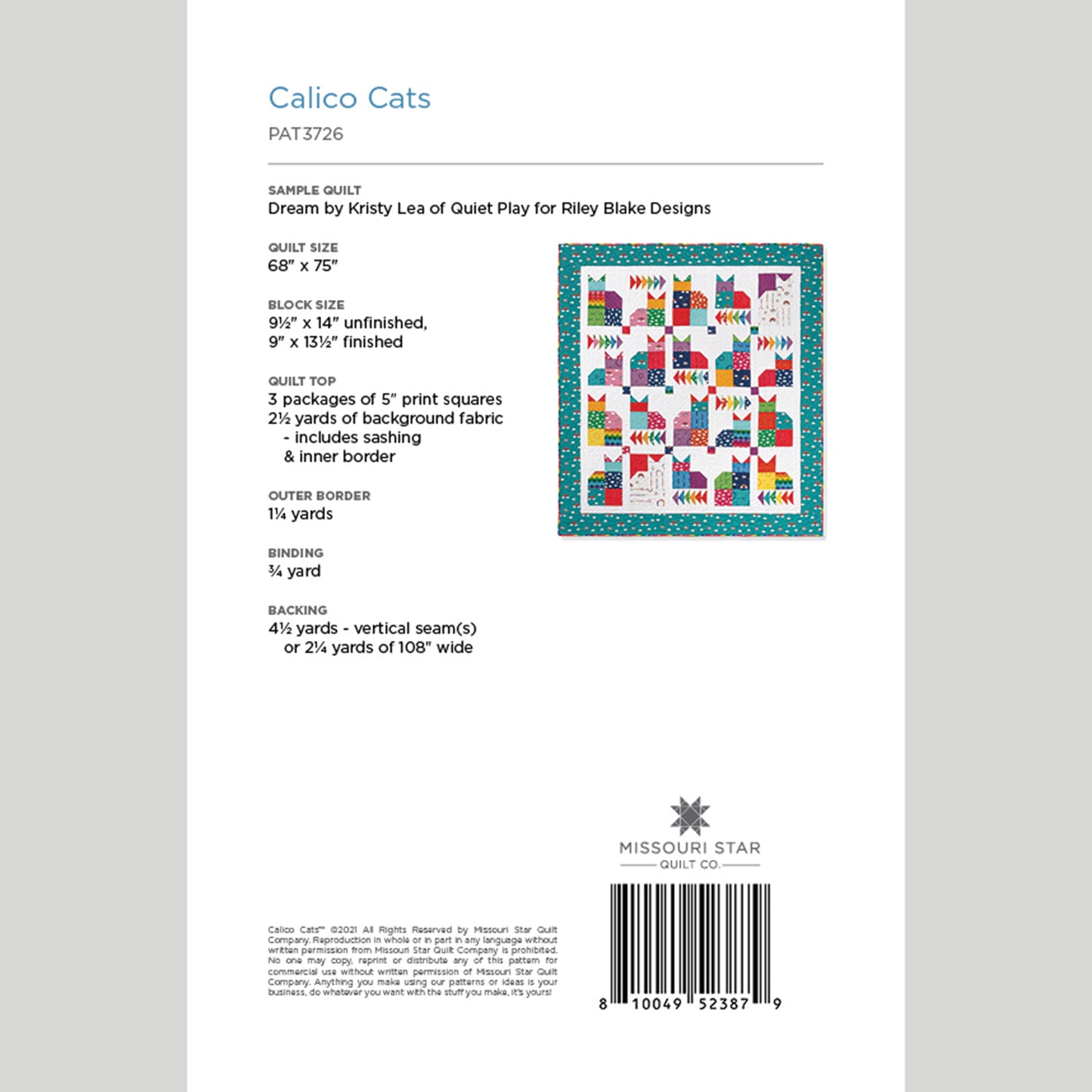 Digital Download - Calico Cats Quilt Pattern by Missouri Star Alternative View #1