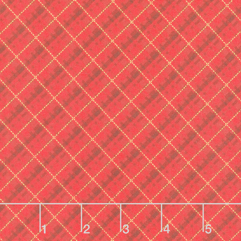 Holiday Charms - Plaid Red Metallic Yardage Primary Image