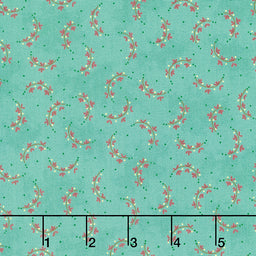 Scraps of Kindness - Heart Sprays Turq Yardage Primary Image