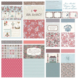 Pride & Prejudice - Jane Austen Zipper Bags and Quilt Label Multi Panel