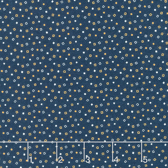 Indigo Cheddar - Floating Squares Indigo Yardage