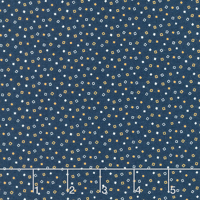 Indigo Cheddar - Floating Squares Indigo Yardage