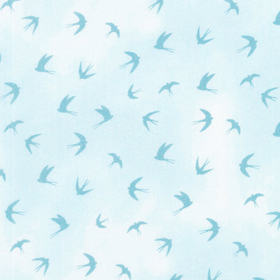 Autumn Swallows - Blue Bluebelle Yardage