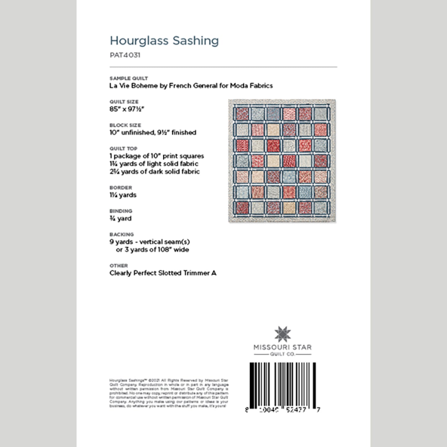 Digital Download - Hourglass Sashing Quilt Pattern by Missouri Star Alternative View #1