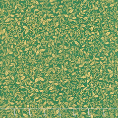 Holiday Charms - Holly Green Metallic Yardage Primary Image