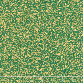 Holiday Charms - Holly Green Metallic Yardage Primary Image